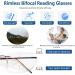 Rimless Bifocal Photochromic Reading Glasses for Men - Anti-Blue Light Computer Readers & Transition Sunglasses | Clear 3.5x - Buy Online on GoSupps.com