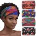 Aceorna African Headbands Boho Knotted Hairbands Stretch Wide Head Wraps Elastic Yoga Turban Hair Scarfs Workout Printed Hair Accessories for Women and Girls Pack of 4 (Style A)
