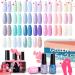 GELLEN Gel Nail Polish Kit - 28 Pack Glossy/Matte Top Coat Base Coat Pastels Shades Nail Gel Colors Kit Soak Off Nail Kit Gel Polish Starter Set Candy Pastels