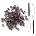 300 pieces 5mm silicone feed members members for gluing real hair extensions and 2 pieces of hair extension hub nozzles for hair extension hook tools (brown)