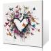 Yidepot Butterfly Canvas Print Wall Art for Bedroom - Heart Shaped Branches Surrounded by Colorful Butterflies - Love Themed Picture for Teen Girls - 50x50CM - Buy Online on GoSupps.com