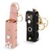 2 Pack Keychain Chapstick Holder Pu Leather Chapstick Holder Keychain Lip Balm Holder Keychain Lipstick Holder Keychain with Metal Key Ring for Travel Carry Lipstick(Pink Black)