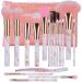 Makeup Brushes DUAIU 16 Pcs Premium Synthetic Foundation Eyeshadow Face Brushes Set for Powder Cream Liquid with Silicone Facial Brush Eyebrow Razor PU Cosmetic Bag Pink