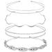 4 Pieces Crystal Headbands for Women Halloween Headbands Silver Diamond Headband Set Elastic Wavy Headband Bridal Metal Double Headband Slim Flower Leaves Hair Band for Halloween Costume Wedding Party