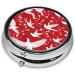 Two Cranes Chrysanthemums Mini Round Pill Box | 3 Compartment Portable Pill Organizer for Travel Home & Office - Buy Online on GoSupps.com