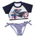 TUNUSKAT Swimsuit Women 2 Piece Swimwear Color Block Graphic Tees Summer Short Sleeve Crop Tops Bow Striped Shorts Bikini Medium 01*blue