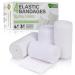 GT Soft | Latex Free White | Organic USA Cotton Elastic Bandage | Set of Two 4 inch & Two 3 inch Wraps | Single Hook & Loop Closure | Washable Reusable