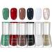 Christmas Nail Polish Set 6Pcs Glitter Green Red Black White Brown Nail Varnish Set Classic XMAS Series Quick Dry & Long Lasting Nail Gel for Nail Art Design - Christmas Gifts for Women 6Pcs Christmas