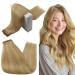 Runature Extensions real hair Tress blond highlight 40cm real hair extension 100g real hair brawl for sewing gold blond highlight light blond.