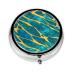 Metal Pill Box 2.0x2.0x0.7 in Mini Travel Medicine Pill Organizer Box for Purse Pocket Azurite Teal and Foil Gold Oil Marble Pattern Prints