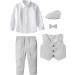 Mint Green Baby Boys Herringbone Tweed 4pcs Suit Set | Wedding Outfit 1-4 Years Light Grey - Buy Online on GoSupps.com