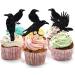 Leetaivie 24Pcs Black Glitter Crow Dessert Cupcake Toppers - Featured Halloween Themed Party Cake Topper (black) - Buy Online on GoSupps.com