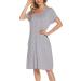 Lovasy Women's Nightdresses & Nightshirts - Soft Maternity Nightwear with Button Down Front, Pockets - Light Grey S - Buy Online on GoSupps.com