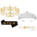 GreatMH 2Pack Prom King and Queen Crowns for Men Women Kings Crown Metal Crystal Tiara Crown for Women Men Bridegroom Bride Princess for Birthday Wedding Halloween (GOLD)
