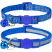 Taglory reflective cat collar with safety clasp and bell 2-piece adjustable collar cat kitten 19-32cm dark blue 19-32 cm (2 pack) dark blue