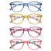 HEEYYOK Reading Glasses Women 3.00 Round Frame Readers 4 Pack Spring Hinges,Ladies Fashion Colorful Readers Glasses 4 Pack Mix Color 3.0 x