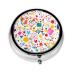 Happy Birthday Backgroundround Pill Box 3 Compartment Round Pill Box Organizer Portable Travel Pill Box for Traveling.