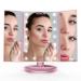 Homever Vanity Mirror with Lights 21 Led Trifold Makeup Mirror with Touch Screen 3X/2X/1X Magnification and Dual Power Supply 180 Adjustable Rotation Lighted Makeup Mirror Pink