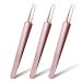 3 Pieces Blackhead Tweezer Stainless Steel Pimple Tweezers Extractor Tool for Remove Blackhead Zit Whitehead Pimple Bend Curved Tweezer Skin Blackhead Remover Tools (Champagne Purple)