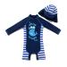 BONVERANO Baby Boy One Piece Long-Sleeved Clothing UV Protection 50+ Swimsuit with One Zip Blue-cxpsfish 3 Months