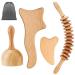 4 pieces Gua Sha Set Wood massage roller back scratch wood Gua Sha massage device for neck legs eyes back and body pain relief and relaxation squeegee