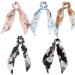 Satin Floral Hair Scrunchies Set - 5 Pcs Bowknot Elastic Hairbands for Women & Girls | Hair Scarf Ponytail Holder Accessories - Pattern 2 - Buy Online on GoSupps.com
