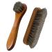 Shoe Brush 2 Wooden Boot Brush Polish Brushes Kit Shoe Shine Brush Cleaning Brushes Horsehair Brush for Leather Shoe Cleaning Buffing Polishing