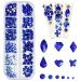 Artquee 660pcs Blue Sparkly Bling 3D Rhinestones for Nail Art DIY Craft Shiny Flat Back Glass Crystal Stones Set Jewels Nail Decorate (60pcs Multi Shapes Gems + 600pcs Round Diamond 6 Sizes)