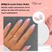 Square Short Blue French Fake Nails - 24Pcs Press On Acrylic with Pink Swirl | Nail Glue and Tips for Women & Girls - Buy Online on GoSupps.com