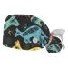 Medical Caps for Women with Buttons Long Hair 2 Piece Adjustable Working Cap Australia Kangaroo Pattern Color 1