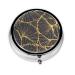 Golden Leafround Pill Box 3 Compartment Round Pill Box Organizer Portable Travel Pill Box for Traveling.