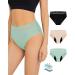 Leovqn Period Pants for Women Lace Trim Menstrual Underwear Heavy Flow Period Knickers Leakproof Postpartum Briefs M Black/Mint Green/Nude