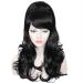 Linfairy Long Wavy Black Wig Big Bouffant Beehive Wigs for Women fits 50s 80s Costume