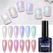 Gel Nail Polish Set Glitter Gel Nail Varnish 6 Color Micro Aurora Galaxy High Gloss Gel Polish Kit Chrome Nail Varnish 2-IN-1 No Wipe Gel Top Coat UV/LED Soak-Off Nail Polish - Buy Online on GoSupps.com