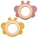 Gigi Kids-Set with 2 baby butterfly bite rings-baby toys from 3 months 100% BPA-free silicone and beech wood baby bite ring during the toothing phase: pink yellow yellow dark pink