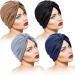 SATINIOR 4 Pack Soft Pre-Tied Knot Turbans for Women - Fashionable Pleated Turban Cap Beanie Headwrap Sleep Hat in Black, Khaki, Navy Blue, Gray - Buy Online on GoSupps.com