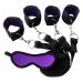 easyforever Plush Hand Wrist Cuffs Blindfold Eye Mask Feather Halloween Party Cosplay Accessories Toys Purple Type a One Size