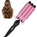 Electric Hair Waver Wand 3 Barrel Curling Iron Adjustable Wand Hair Curler Waver Crimper Styling Tool 110V 240V(Pink 22mm) - Buy Online on GoSupps.com