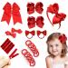 Mufekum 22 pieces red hair loop school hairdress for girls elastic red loop hair loop hair loop clips red loop headband hair tie hairpins girl hair accessories for