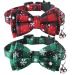 Malier Christmas Cat Collar with Snowflake Pattern Bow tie and Tiny Bell, Adorable Collar with Light Adjustable Buckle Pet Accessories for Kitten Kitty Cats Puppy Red + Green