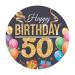Dekora Happy 50 Birthday Wafer Disc for Cake Edible Cake Topper for Birthday Cake Round 20 CM