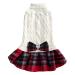 KYEESE Dog Sweater Dress with Leash Hole Bowtie Buffalo Check Red Small Dogs Turtleneck Dog Pullover Knitwear Puppy Sweater Beige Small (Pack of 1) 1# Beige