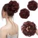 SARLA 2PCS Messy Hair Bun Hair Piece Small Scrunchies Synthetic Bun Hairpieces for Women Girls Updo Hair Extensions (Wine Red) Wine Red-2PCS