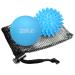 Resulting lacrosse & hedgehog ball massage ball set plantar fasciitis foot massage trigger point massage deep fabric myofasian relief - blue