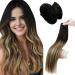 Laavoo 35cm real hair extensions to sew ombre brown saw in extensions hair extension balayage black dark brown extensions real hair smooth 80g #1b/4/27 35cm 1.32 #1b/4/27
