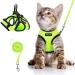 Aokcats cat dishes with a leash outbreak -proof cat leash with dishes for cats adjustingly soft reflective cat harness set for small kittens rabbit set for walking S light green