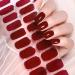 Semi Cured Gel Nails Strips 20 Stickers Nail Wraps Soft Self-Adhesive Gel Nail Stickers Salon-Quality Gel Nail Strips for Nails French Tip Manicure UV/LED Lamp Required (08-Wine Red)
