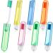 6 Pieces Travel Toothbrush Mini Travel Toothbrush Kit Folding Toothbrush Comes with a Toothbrush Box for Travel, Camping, School, Home, Business Trip (Yellow, Blue) Yellow,orange,blue,green,pink