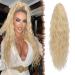 FESHFEN Long Braid Ponytail Hair Extension with drawstring Long Wavy Curly Blonde Synthetic Hair Extension Natural Clip in Hairpiece Ponytail Synthetic Hair Braid for Women 65cm 65 cm Blonde