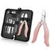 Toenail Clippers for Thick and Ingrown Nails Pink Nail Clipper Kit and Professional Podiatrist Toenail Clippers Heavy Duty Nail Scissors Toenail Treatment Tools Kit for Men Women Elderly